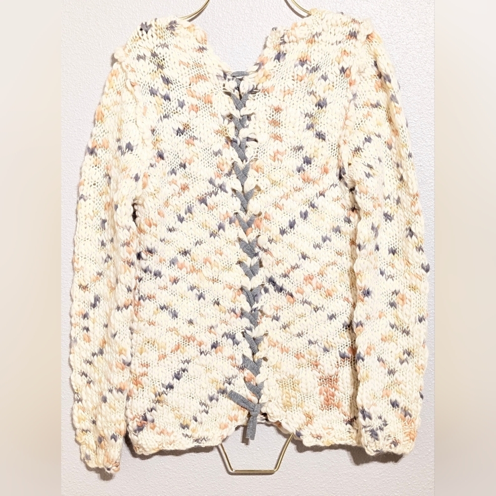 Chaser NWT Chunky Knit Lace-Up Back Sweater Size S Cozy Fall Winter - Picture 5 of 9